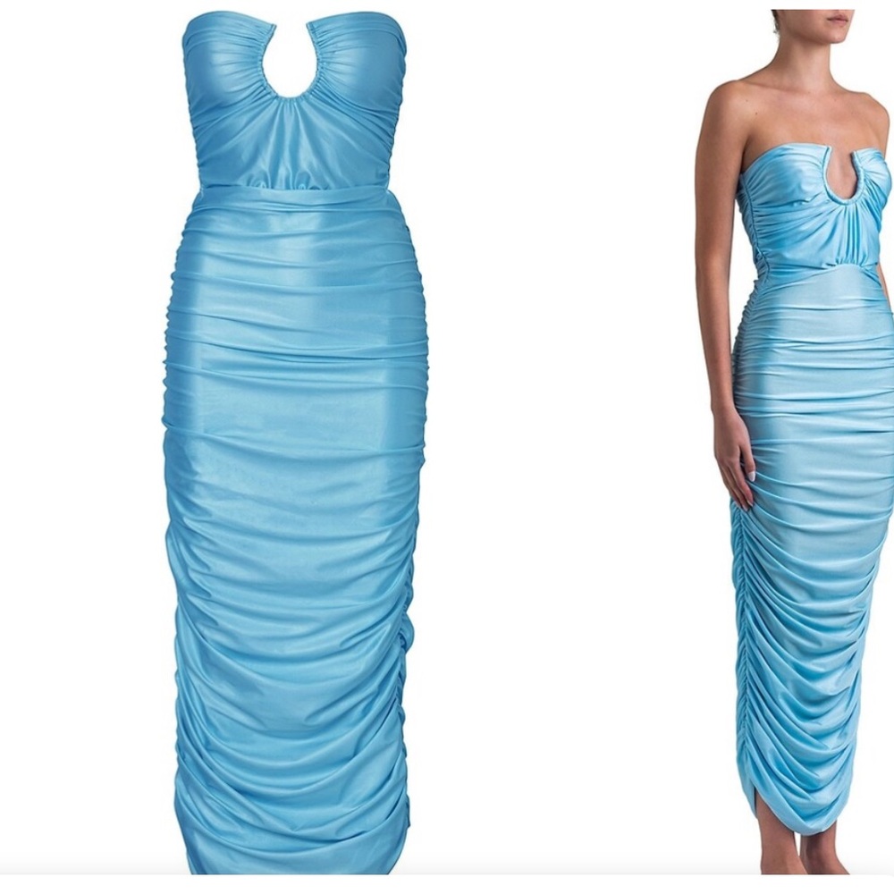 Baobab Magalenha Ruched Satin Jersey Maxi Dress